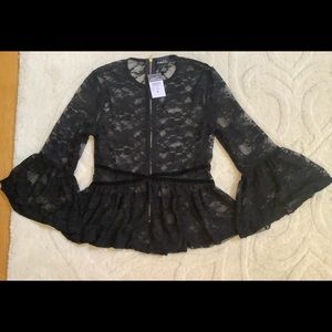 A black lace crop top